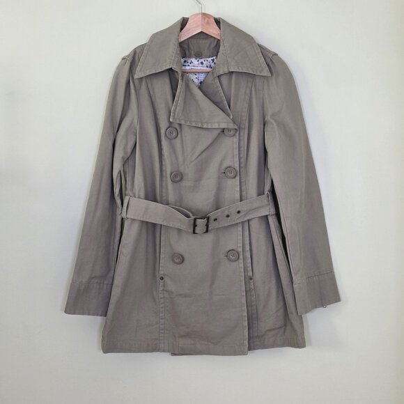 Zara Trench Coat Women M Beige Twill Pockets Belt Buttons Removable Liner Preppy - Picture 1 of 16